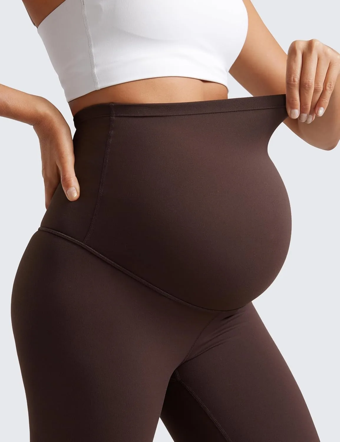 CRZ YOGA Womens Butterluxe Maternity Biker Shorts Over The Belly 8" - Pregnancy Yoga Workout Activewear