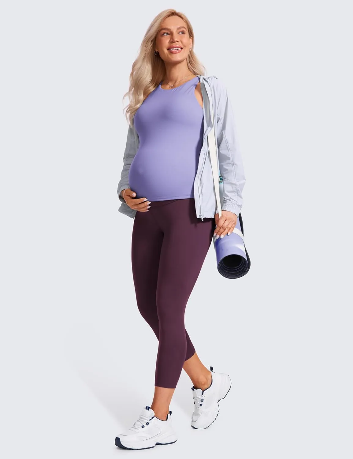 CRZ YOGA Womens Butterluxe Maternity Capris Leggings 23" - Workout Active Yoga Crop Pants Over The Belly Pregnancy Soft
