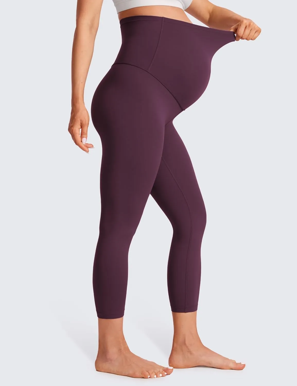 CRZ YOGA Womens Butterluxe Maternity Capris Leggings 23" - Workout Active Yoga Crop Pants Over The Belly Pregnancy Soft