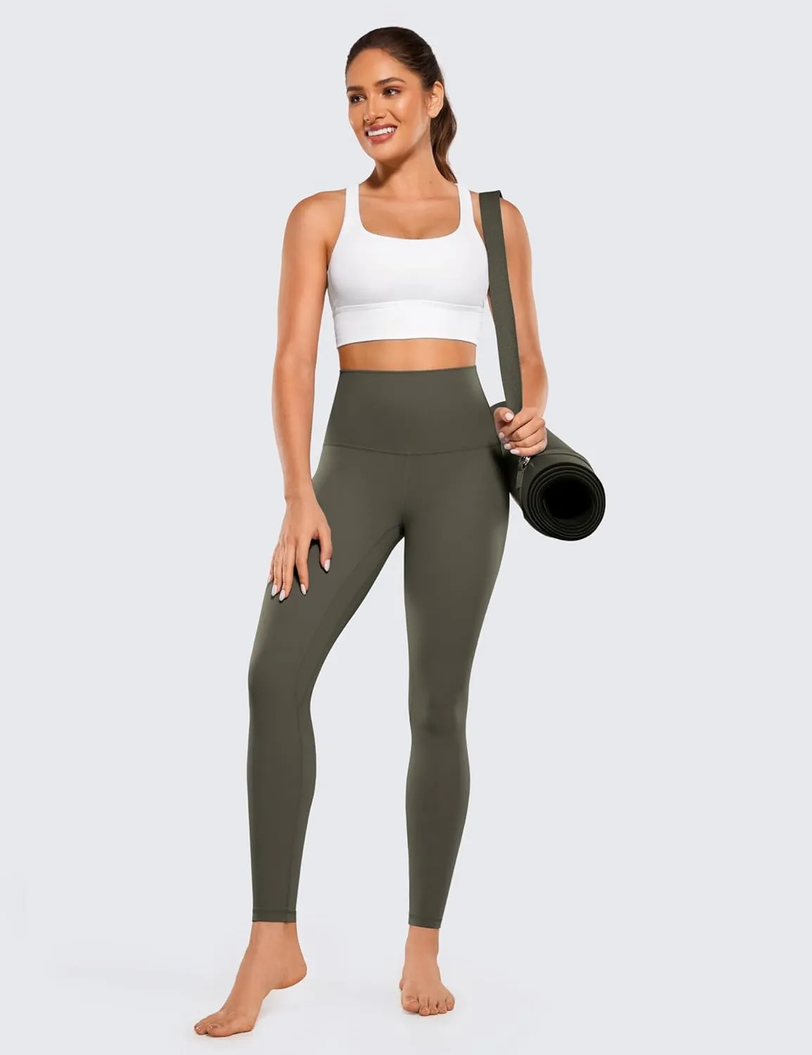CRZ YOGA Women's Butterluxe Super High Waisted Workout Leggings 28 Inches -Over Belly Buttery Soft Full Length Yoga Pants