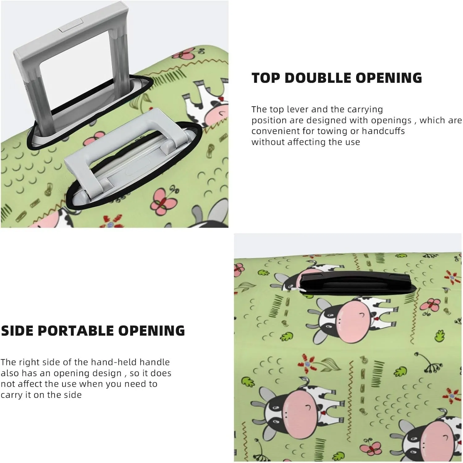 Cute Cow Pattern Luggage Protector,Scratch Travel Suitcase Cover Suitcase Fits 18-32 Inch Luggage