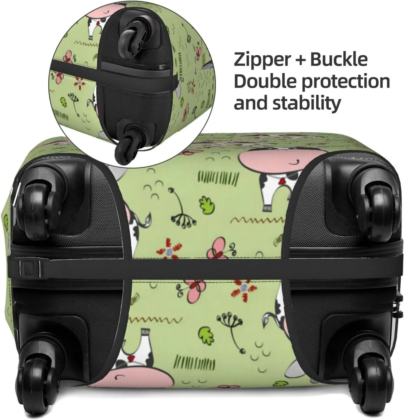 Cute Cow Pattern Luggage Protector,Scratch Travel Suitcase Cover Suitcase Fits 18-32 Inch Luggage