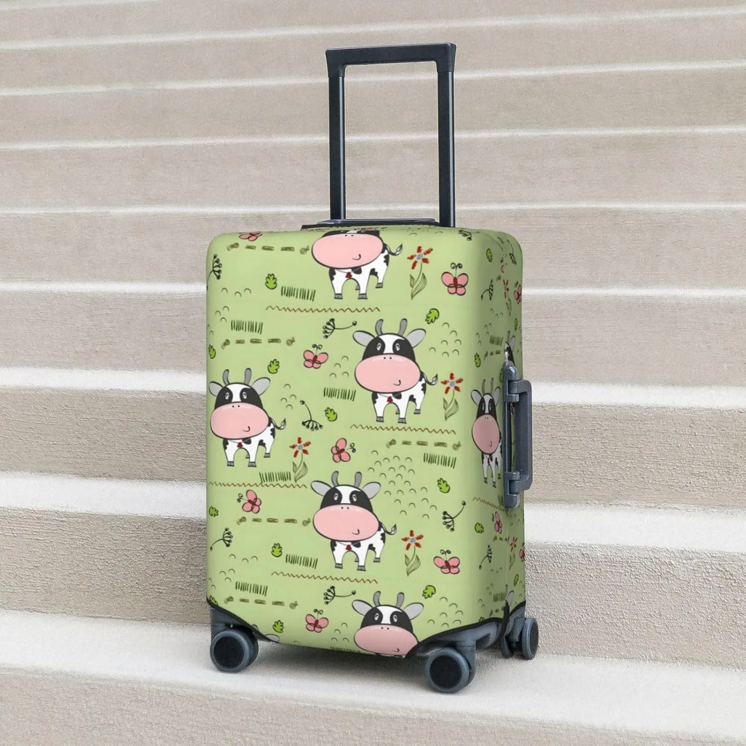 Cute Cow Pattern Luggage Protector,Scratch Travel Suitcase Cover Suitcase Fits 18-32 Inch Luggage