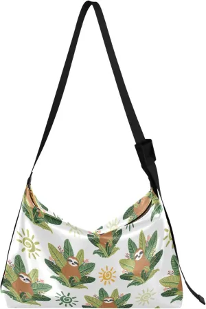 Cute Raccoon Leaves Soft Leather Handbags Hobo Large Crossbody Bag Design Leaf Print Shoulder Handbags Purse