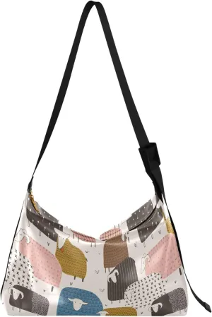 Cute Sheep Animal Colorful Ladies Leather Purses Hobo Women's Large Purse Pattern Animal Print Crossbody Hobo Purses