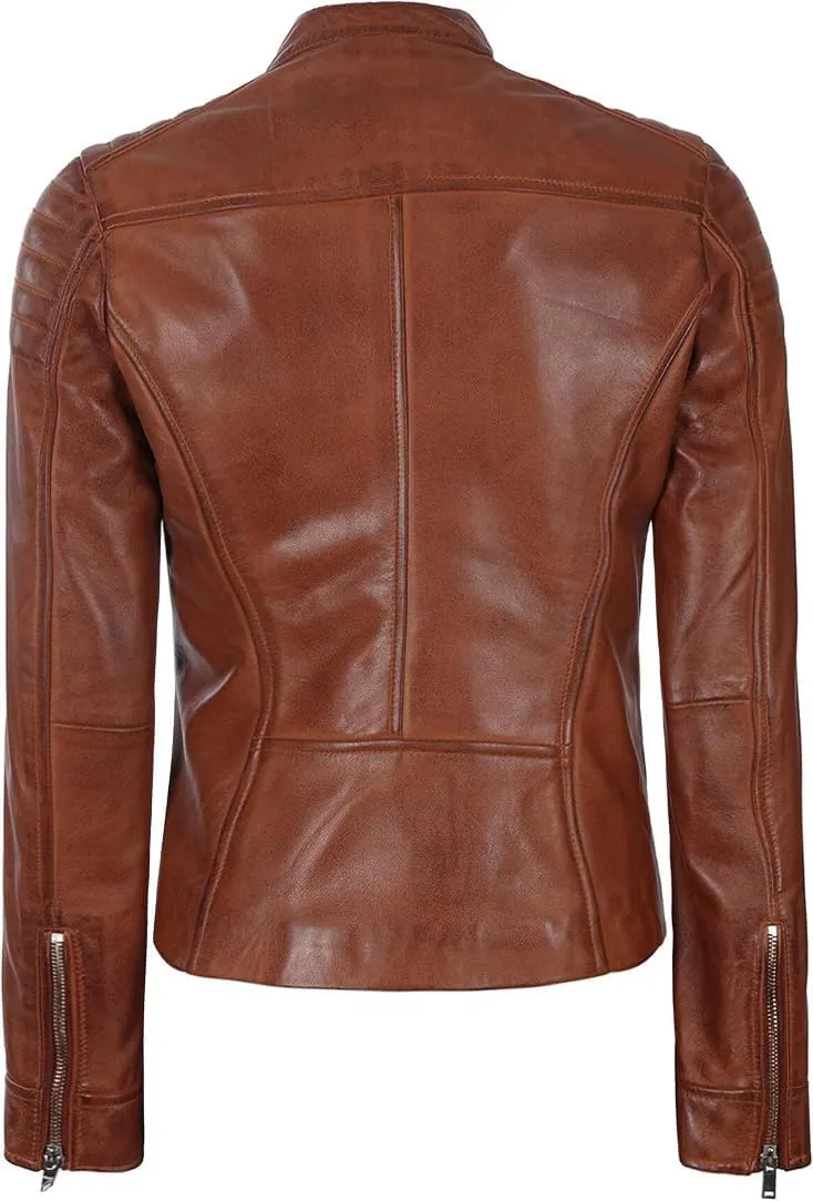 Decrum Womens Leather Jacket - Real Lambskin Stylish Leather Jackets For Women