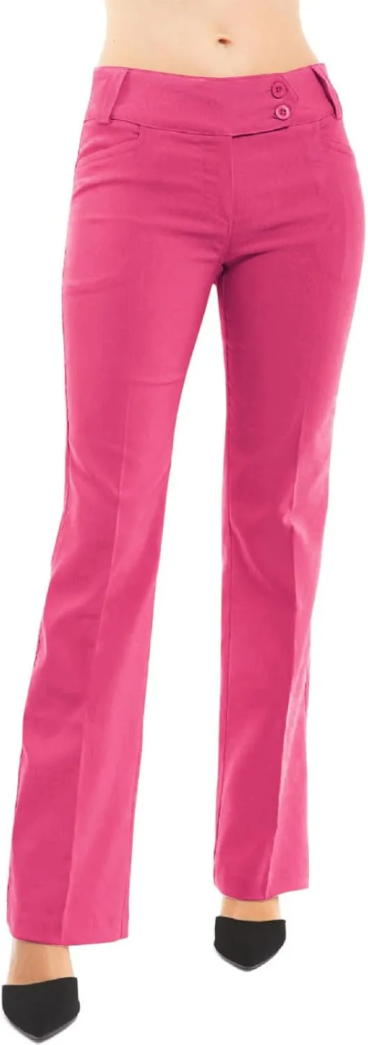 Design by Olivia Women's Ultra Stretch Comfy Millennium Bootcut Dress Pants Work Business Office Trousers