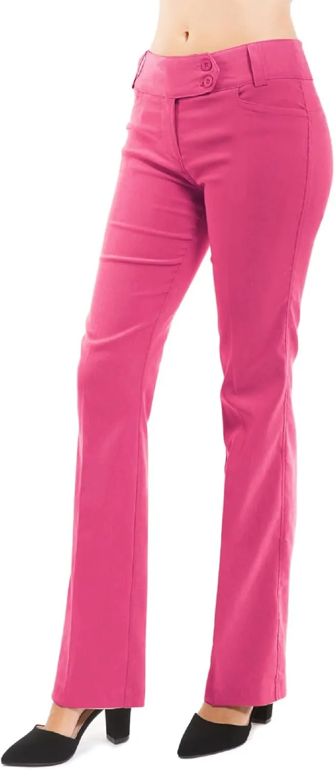 Design by Olivia Women's Ultra Stretch Comfy Millennium Bootcut Dress Pants Work Business Office Trousers