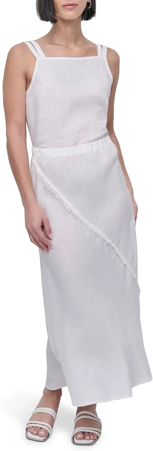 DKNY Women's Lightweight Linen Midi Skirt