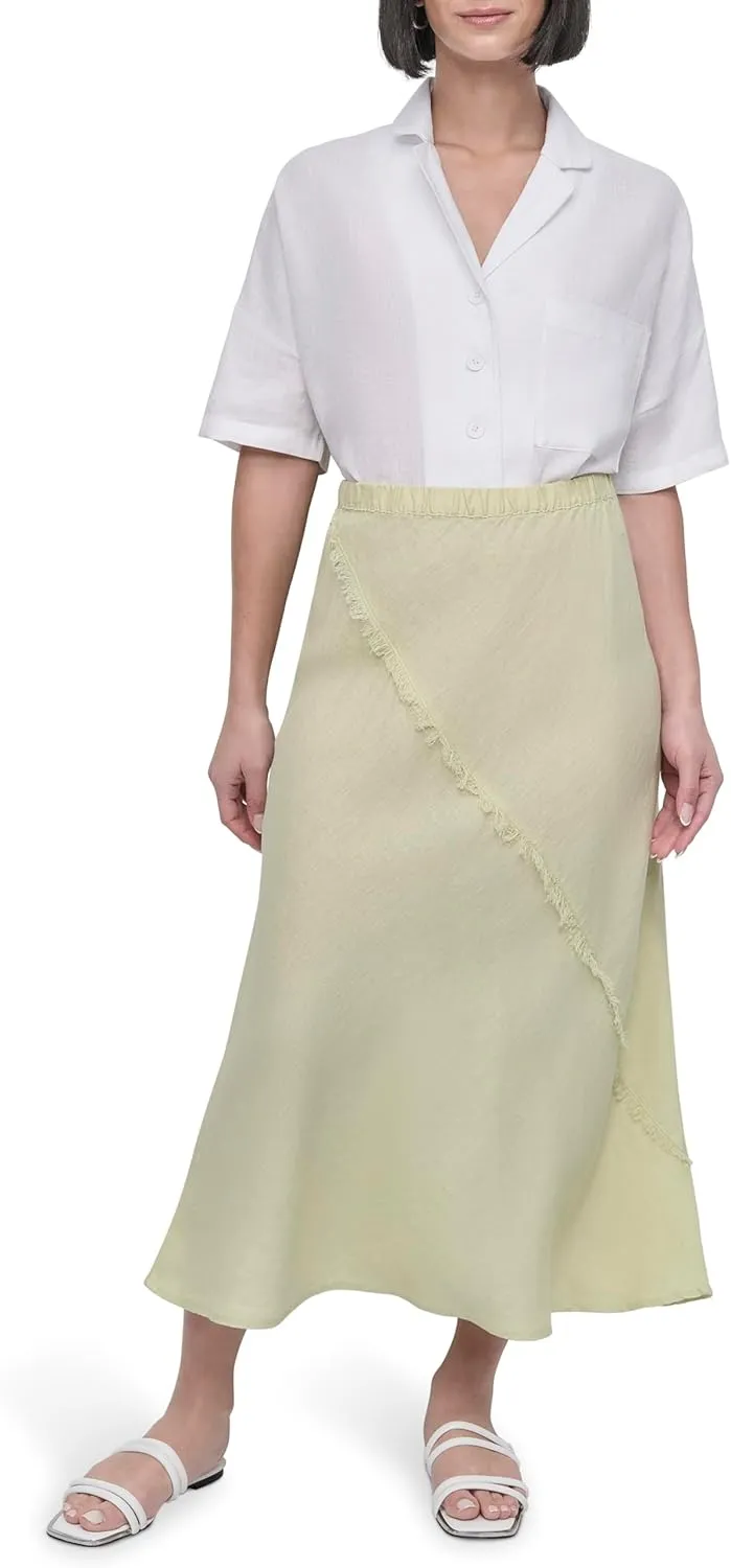 DKNY Women's Lightweight Linen Midi Skirt
