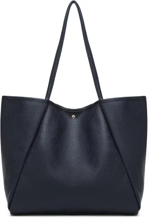 Dreubea Large Leather Tote Bag for Women - Big Work Bag, Spacious Minimalist Handbag, Laptop Tote for Travel & Office