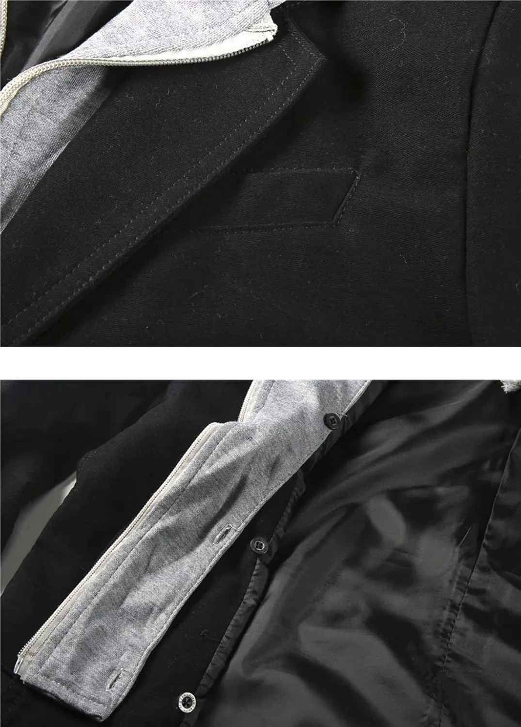 ebossy Man's Stylish Detachable Hooded Slim 2 Button Casual Blazer Jacket