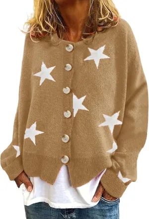 ebossy Women's Vintage Floral Crop Cardigan Sweather Artistic Aesthetic Cable Knitted Oversized Sweater Outwear