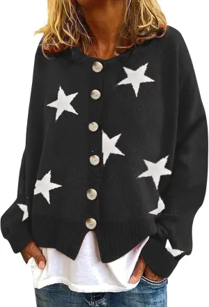 ebossy Women's Vintage Floral Crop Cardigan Sweather Artistic Aesthetic Cable Knitted Oversized Sweater Outwear