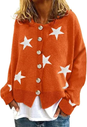 ebossy Women's Vintage Floral Crop Cardigan Sweather Artistic Aesthetic Cable Knitted Oversized Sweater Outwear