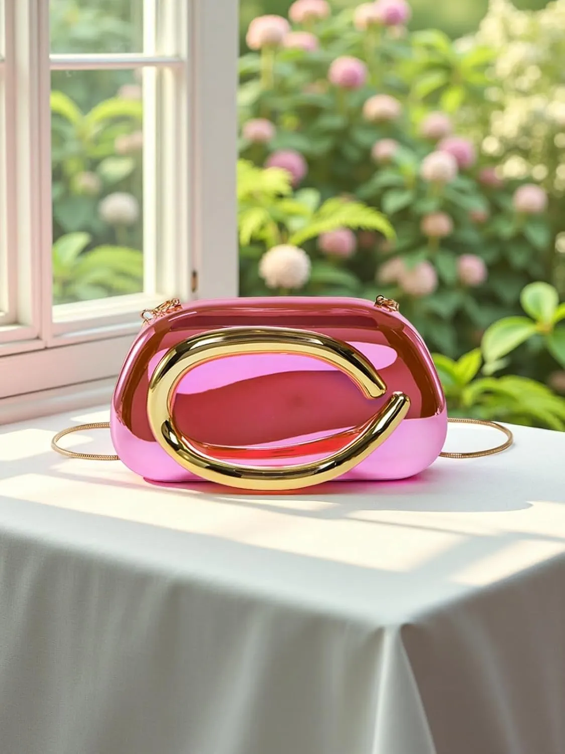 Elegant Acrylic Clutch Purse for Women -Summer Evening Bag with Chain Strap, Unique Formal Party Handbag