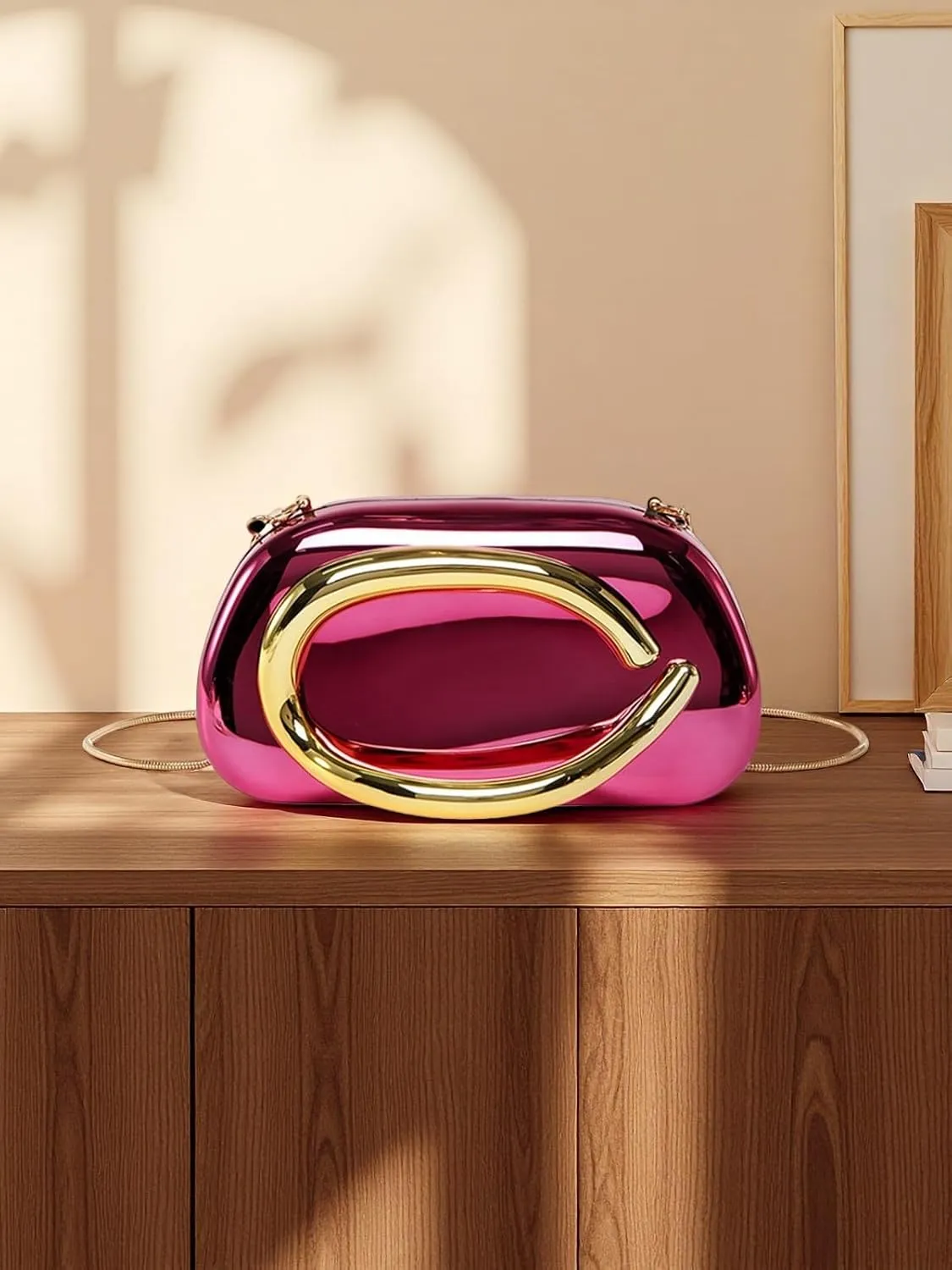 Elegant Acrylic Clutch Purse for Women -Summer Evening Bag with Chain Strap, Unique Formal Party Handbag