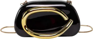 Elegant Acrylic Clutch Purse for Women -Summer Evening Bag with Chain Strap, Unique Formal Party Handbag