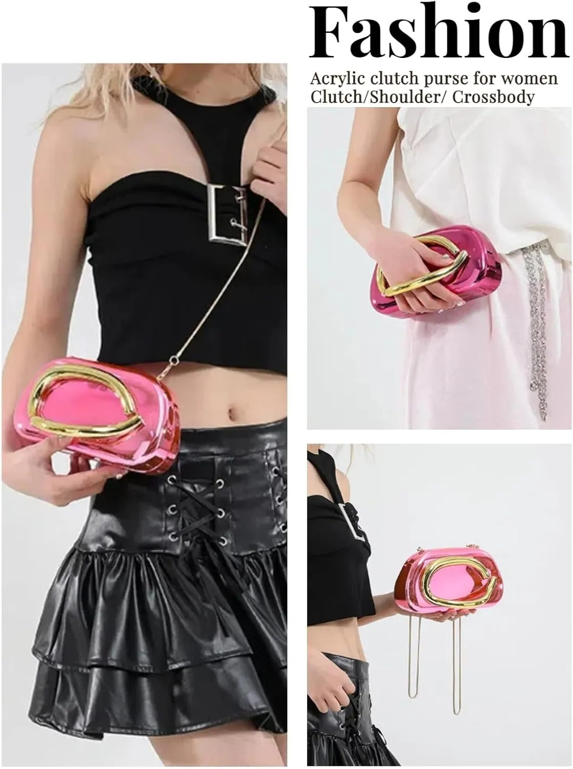 Elegant Acrylic Clutch Purse for Women -Summer Evening Bag with Chain Strap, Unique Formal Party Handbag
