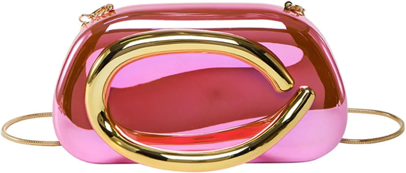 Elegant Acrylic Clutch Purse for Women -Summer Evening Bag with Chain Strap, Unique Formal Party Handbag