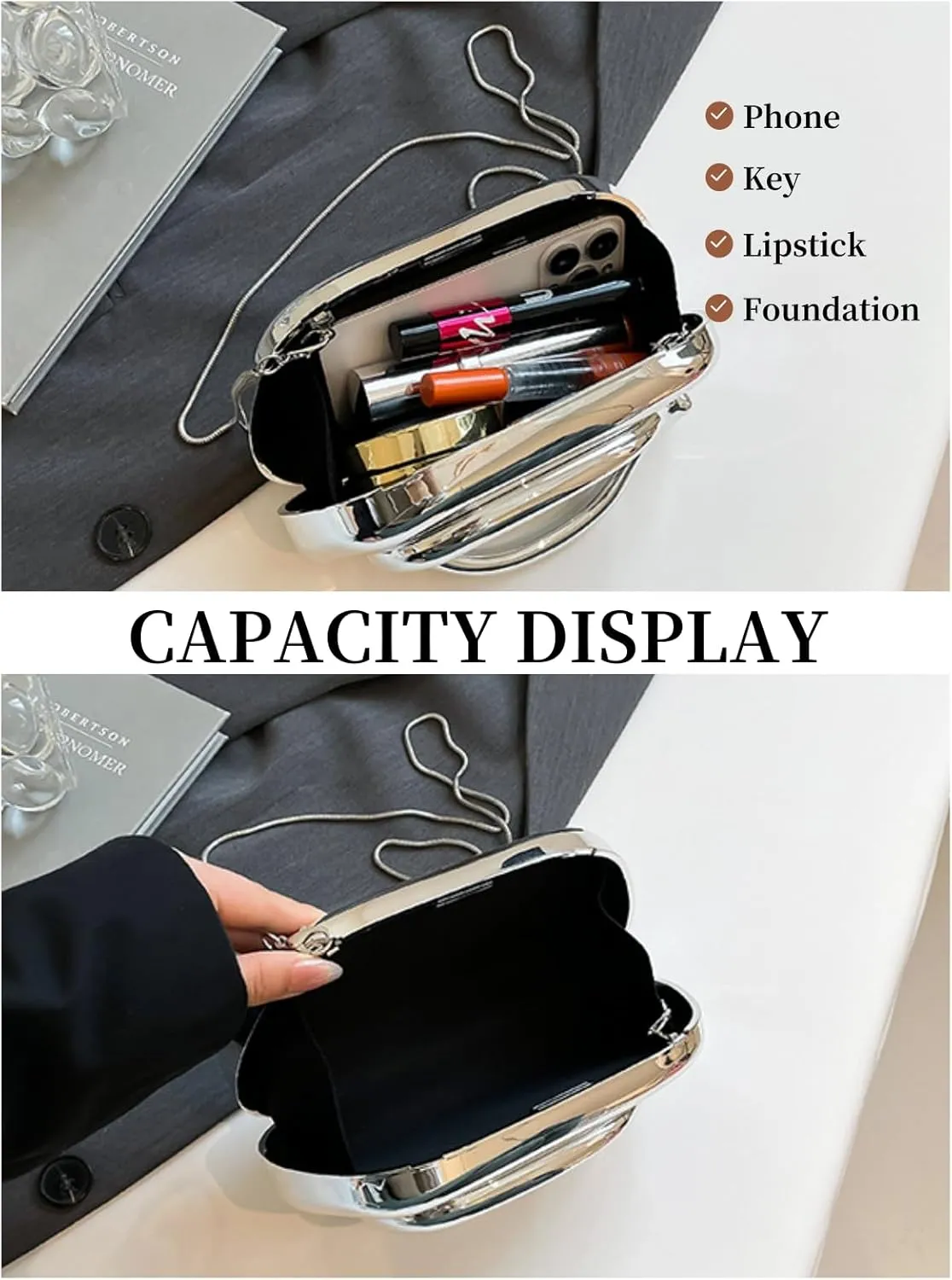 Elegant Acrylic Clutch Purse for Women -Summer Evening Bag with Chain Strap, Unique Formal Party Handbag