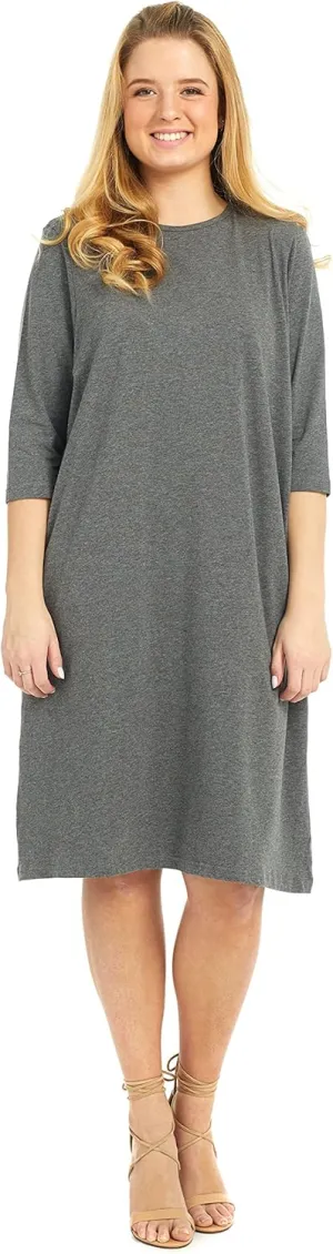 ESTEEZ Comfy Casual Cotton Loose T-Shirt Dress with Pockets for Women