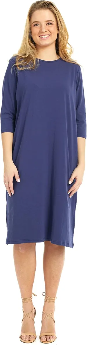 ESTEEZ Comfy Casual Cotton Loose T-Shirt Dress with Pockets for Women