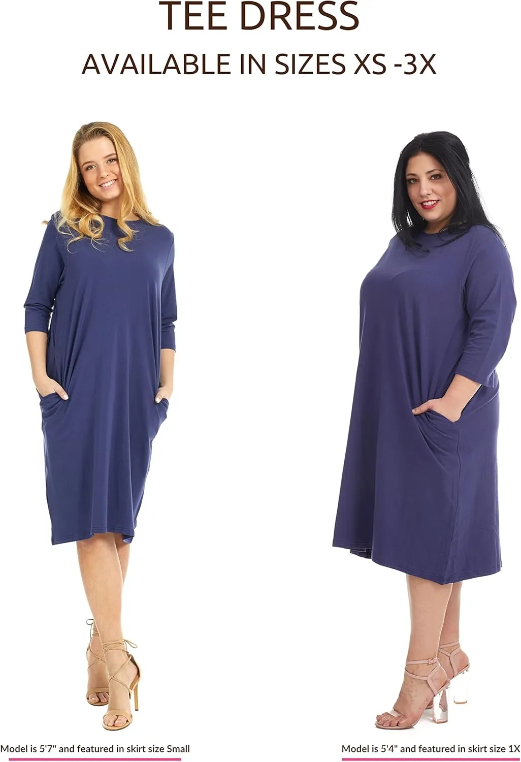 ESTEEZ Comfy Casual Cotton Loose T-Shirt Dress with Pockets for Women