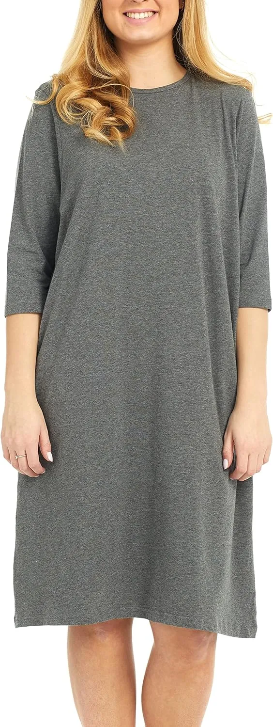 ESTEEZ Comfy Casual Cotton Loose T-Shirt Dress with Pockets for Women