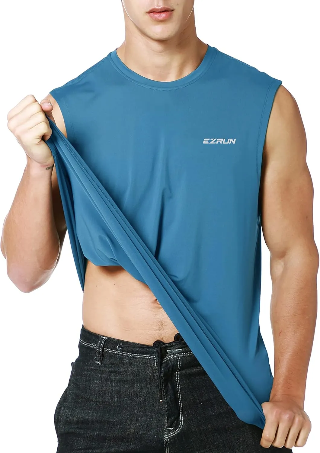 EZRUN Men's Sleeveless Shirt Quick Dry Workout Swim Shirt Gym Muscle Athletic Beach Tank Top Big and Tall