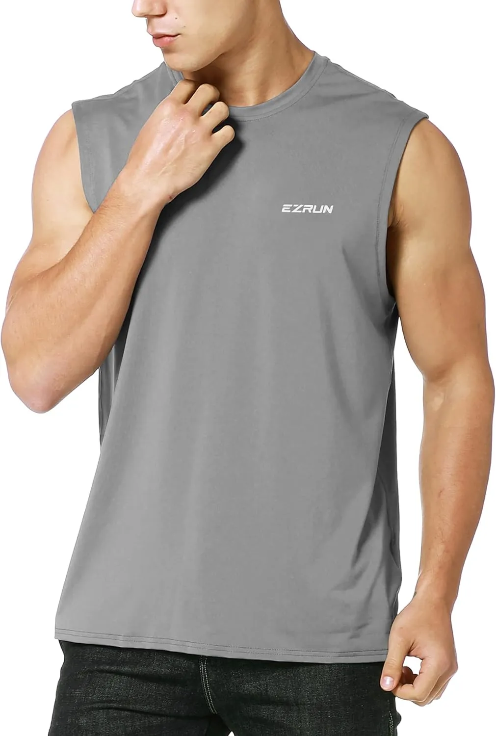 EZRUN Men's Sleeveless Shirt Quick Dry Workout Swim Shirt Gym Muscle Athletic Beach Tank Top Big and Tall