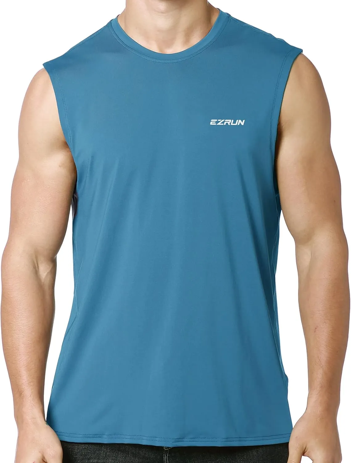 EZRUN Men's Sleeveless Shirt Quick Dry Workout Swim Shirt Gym Muscle Athletic Beach Tank Top Big and Tall