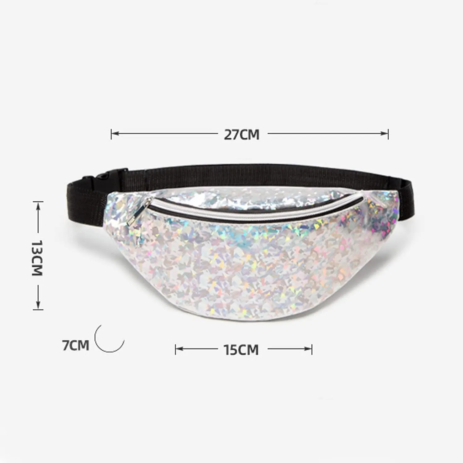 Fanny Pack Women's PU Leather Waist Bag Fashion Portable Waist Bag Travel Sports Small Wallet (Silver)