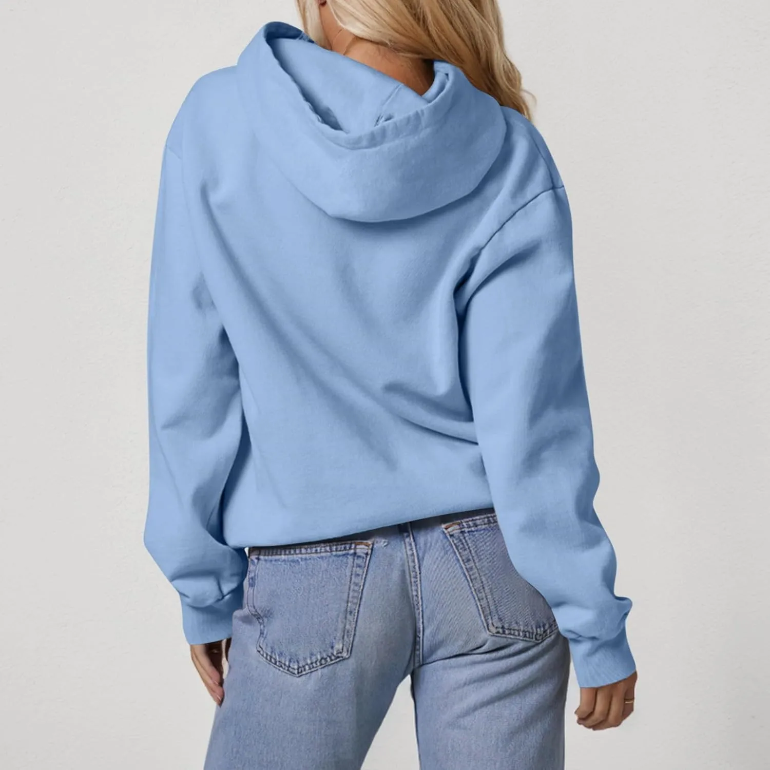 Fleece Hoodie Women Oversized Plain Hooded Sweatshirt Casual Long Sleeve Pullover Tops Comfy Drop Shoulder Sweater