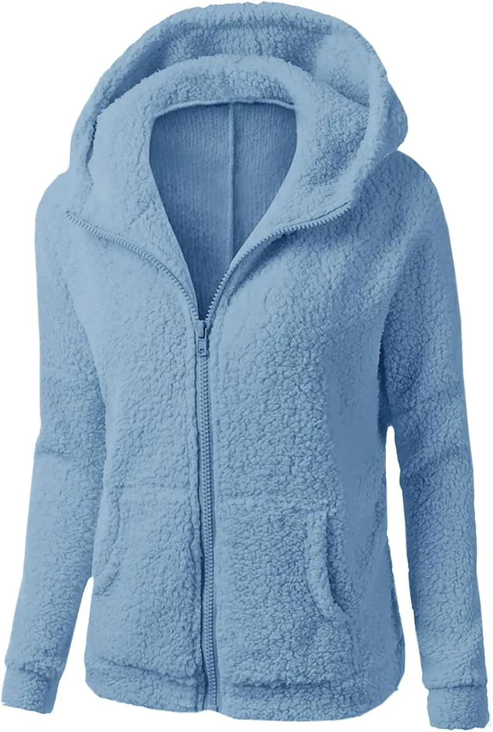 Fleece Jacket Women Plus Size Sherpa Jacket Warm Fuzzy Zip Up Hoodie Comfy Winter Coats Oversized Outerwear