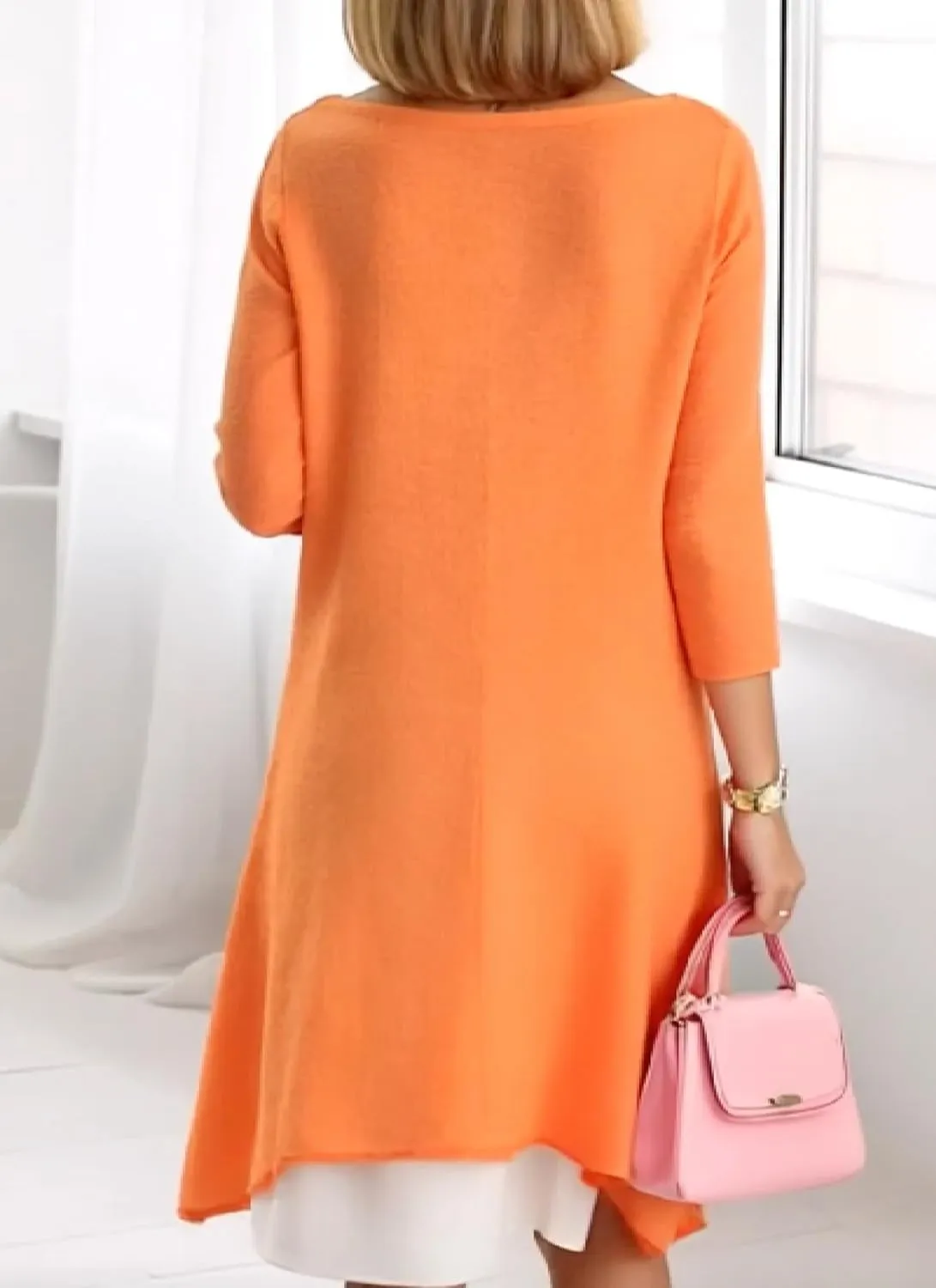 Floral Print Mini Dress for Women Elegant Crewneck 3/4 Sleeve Tiered A-Line Casual Dress with Matching Cardigan