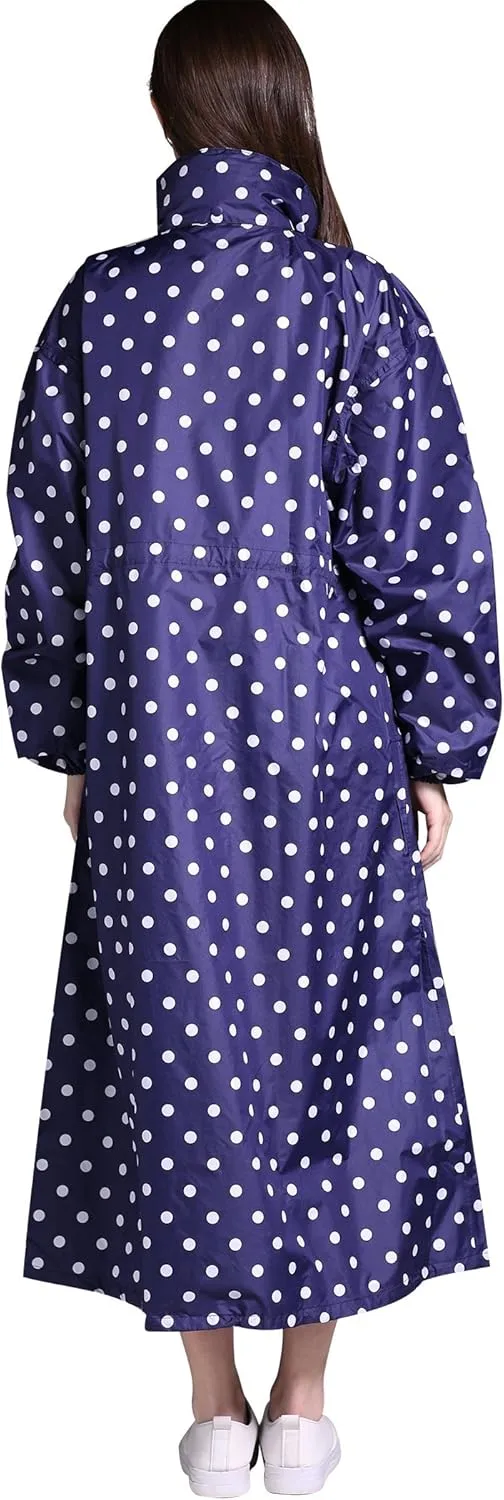 Freesmily Women's Stylish Long Raincoat with Hood and Multi Color Pattern