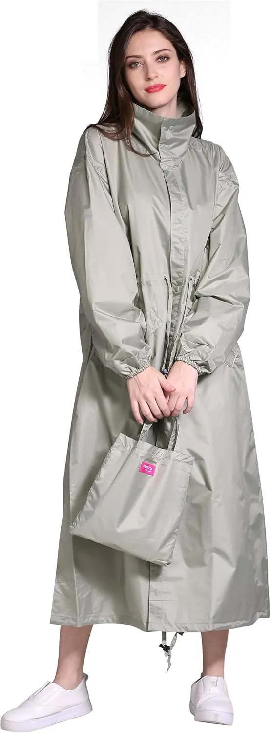 Freesmily Women's Stylish Long Raincoat with Hood and Multi Color Pattern