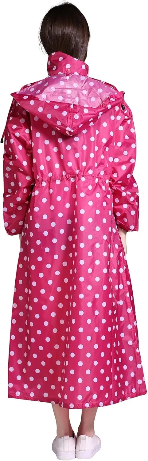 Freesmily Women's Stylish Long Raincoat with Hood and Multi Color Pattern