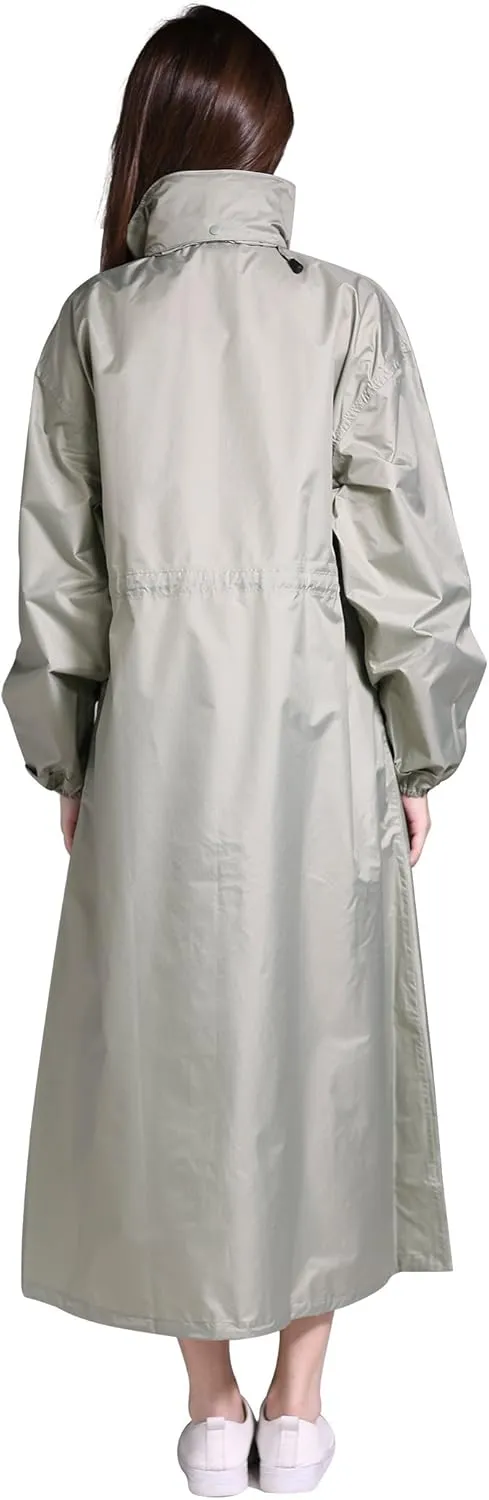Freesmily Women's Stylish Long Raincoat with Hood and Multi Color Pattern
