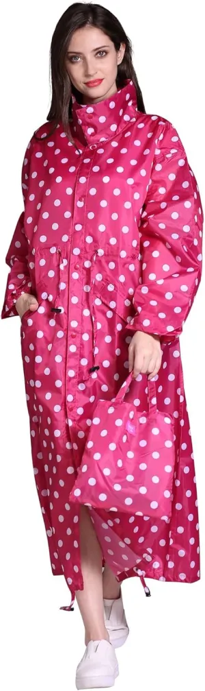 Freesmily Women's Stylish Long Raincoat with Hood and Multi Color Pattern