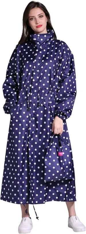 Freesmily Women's Stylish Long Raincoat with Hood and Multi Color Pattern