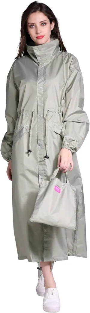 Freesmily Women's Stylish Long Raincoat with Hood and Multi Color Pattern