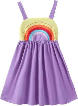 Frogwill Toddler Girls Fifties Summer Dress Blue Rainbow 2-7Y