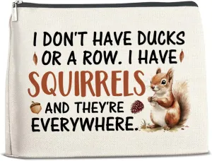 Funny Office Gifts Makeup Bag for Women, Humorous Quote Coworker Gifts Birthday Christmas Gift Ideas for Friends Work Besties Vibrant Squirrels Print Cosmetic Bag Travel Toiletry Pouch for Purse