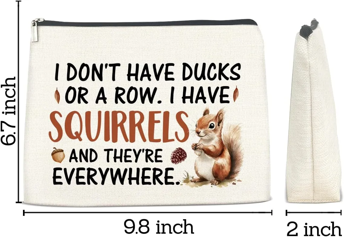 Funny Office Gifts Makeup Bag for Women, Humorous Quote Coworker Gifts Birthday Christmas Gift Ideas for Friends Work Besties Vibrant Squirrels Print Cosmetic Bag Travel Toiletry Pouch for Purse