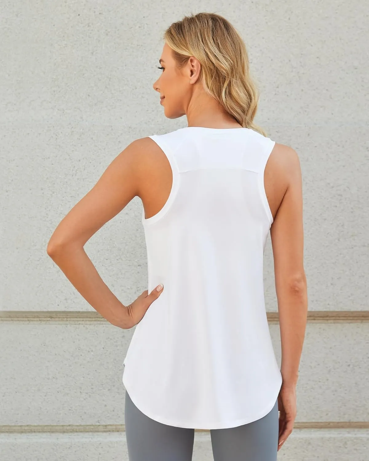 G4Free Lightweight Racerback Workout Tank Tops for Women High Neck Athletic Long Tanks Fast Dry Sleeveless Running Shirts