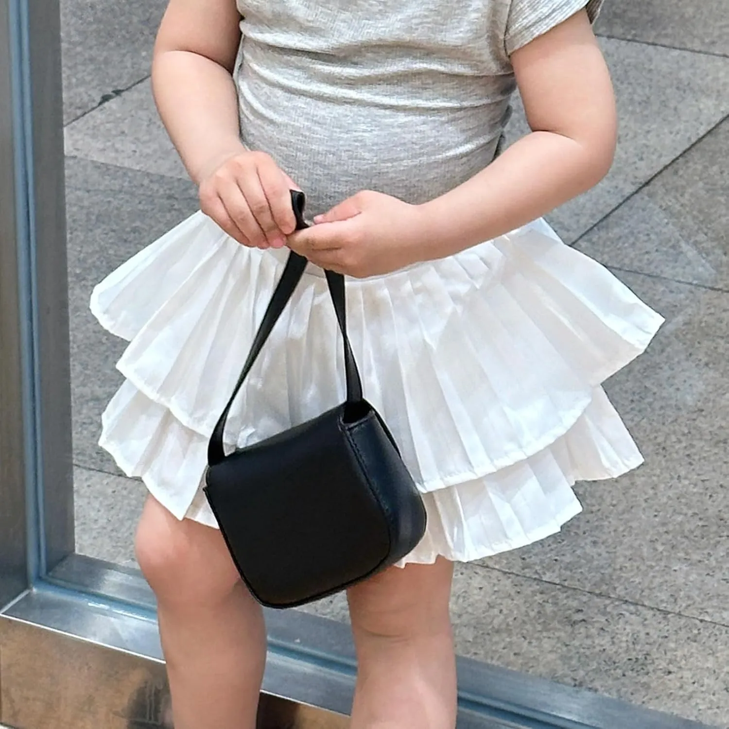 Girls Double Layer Pleated Skirt Elastic Waist Tutu Dress Kids School Uniform Skorts