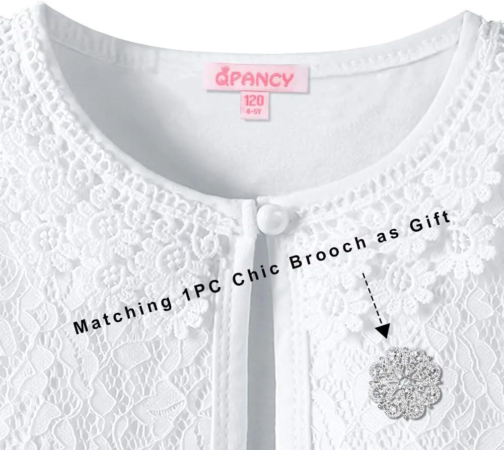 Girls Shrugs Lace Bolero Long Sleeve Cardigan Party Church Dress Cover Up