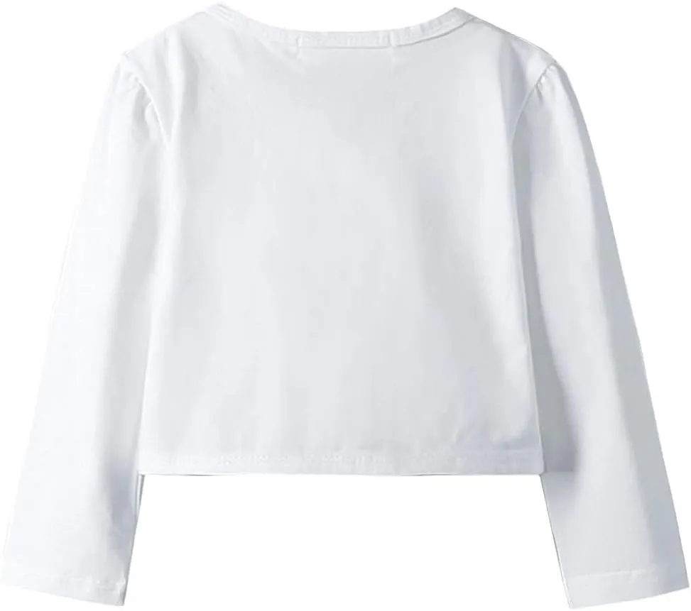 Girls Shrugs Lace Bolero Long Sleeve Cardigan Party Church Dress Cover Up